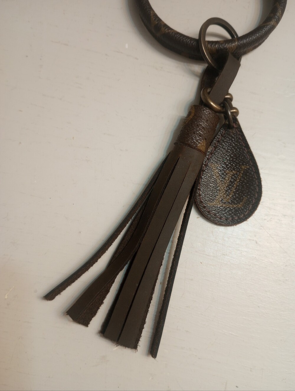 Upcycled Designer Inspired Key Chain Wristlet - Picture 4 of 5